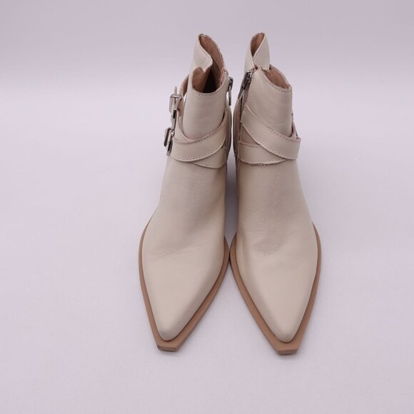 Dolce Vita Women's Ramone Leather Western Ankle Boots Cream Size 8 Pointed Toe - Picture 2 of 11